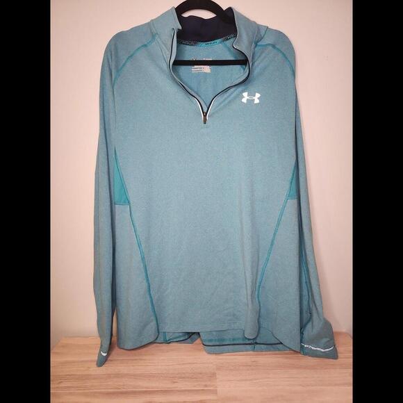 Under Armour Sweater All Season Gear‎ Quarter Zip Fitted Men's XL Teal Work out - Picture 1 of 2